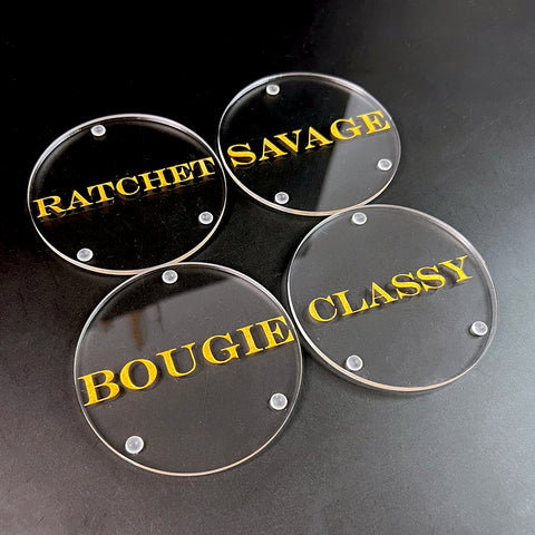 The CSBC Coasters in Clear & Gold
