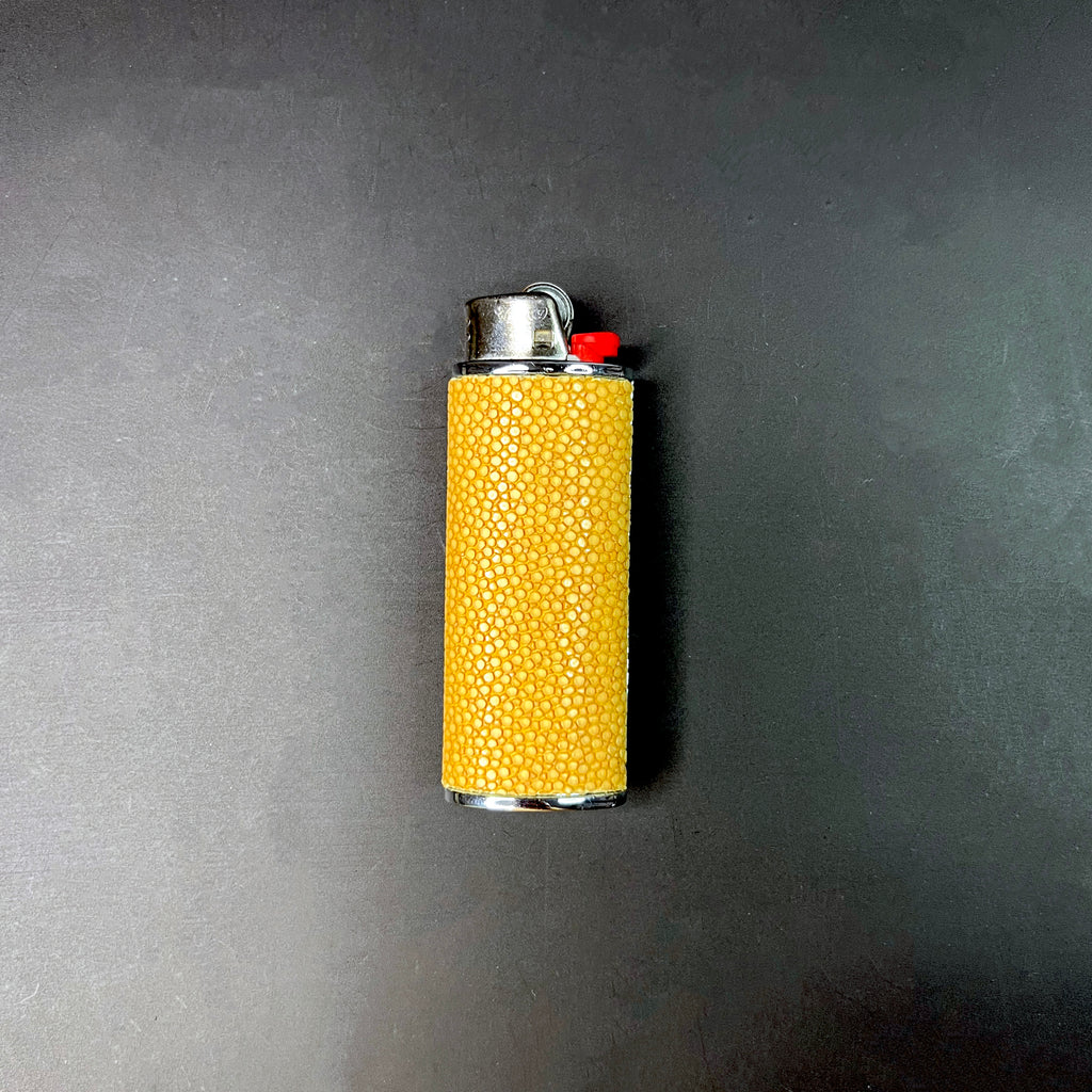 Polished Shagreen Lighter Case in Sand