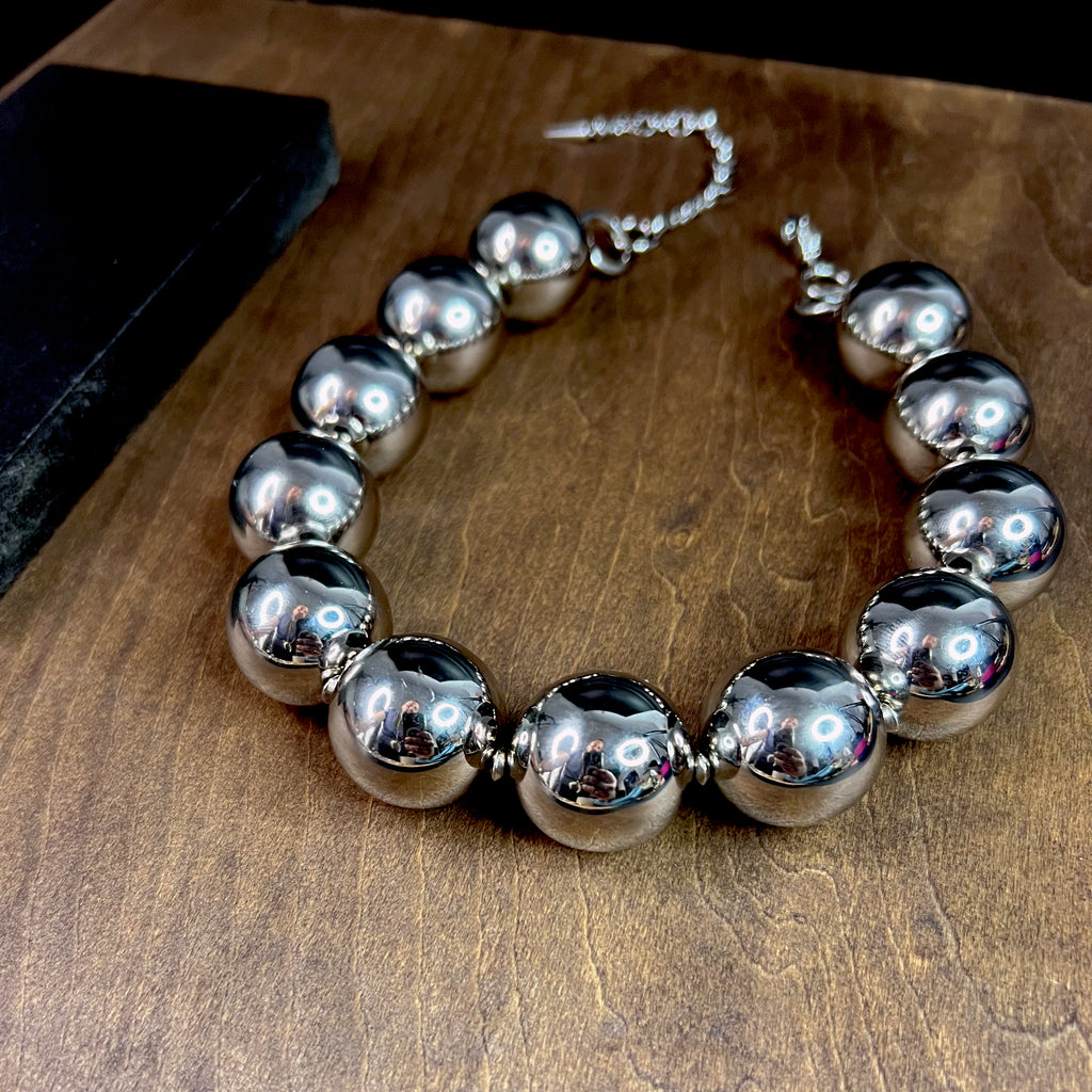 Oversized Silver Bead Choker