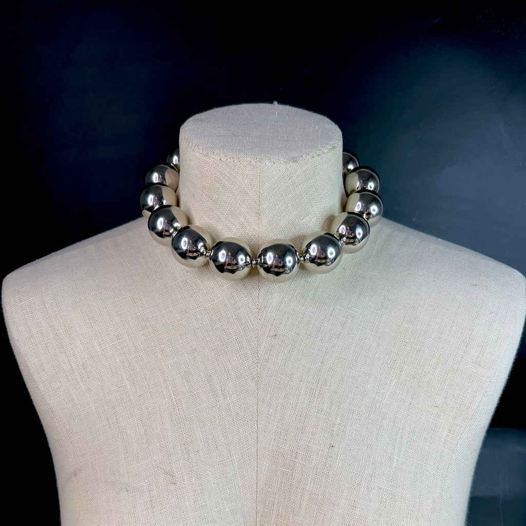 Oversized Silver Bead Choker