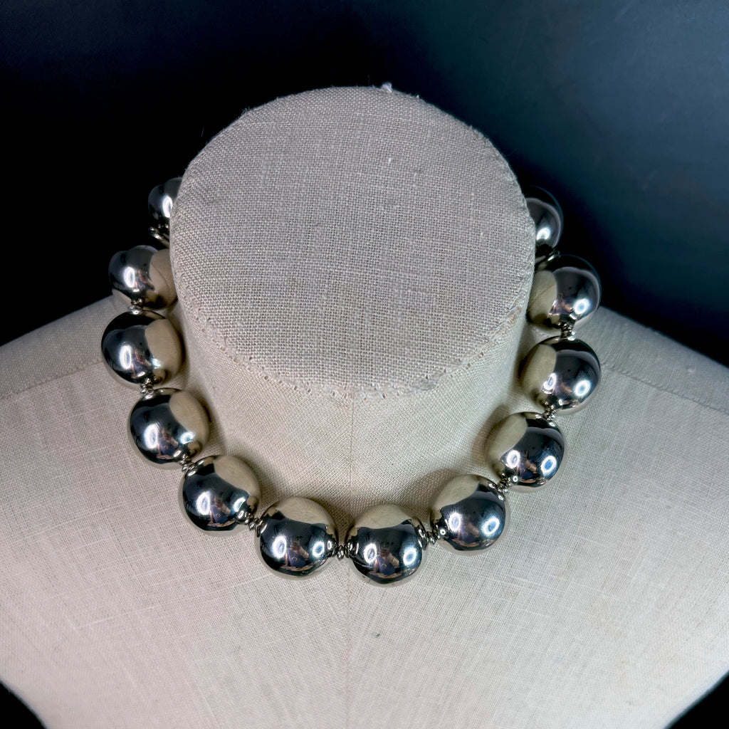 Oversized Silver Bead Choker