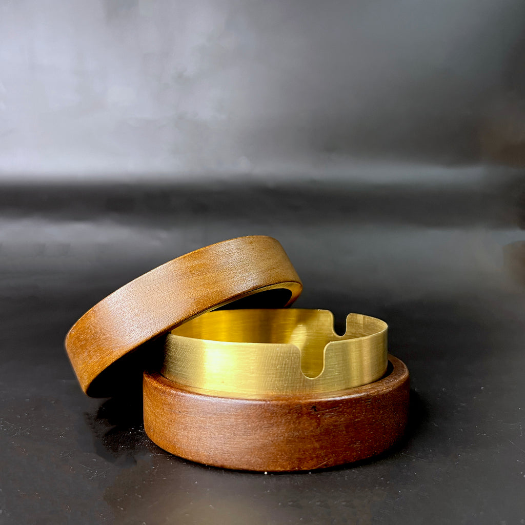 Wood and Brass Hideaway Ashtray