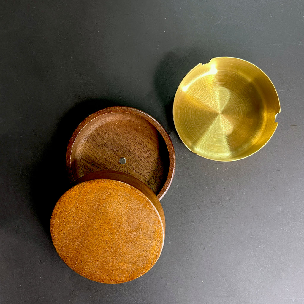 Wood and Brass Hideaway Ashtray