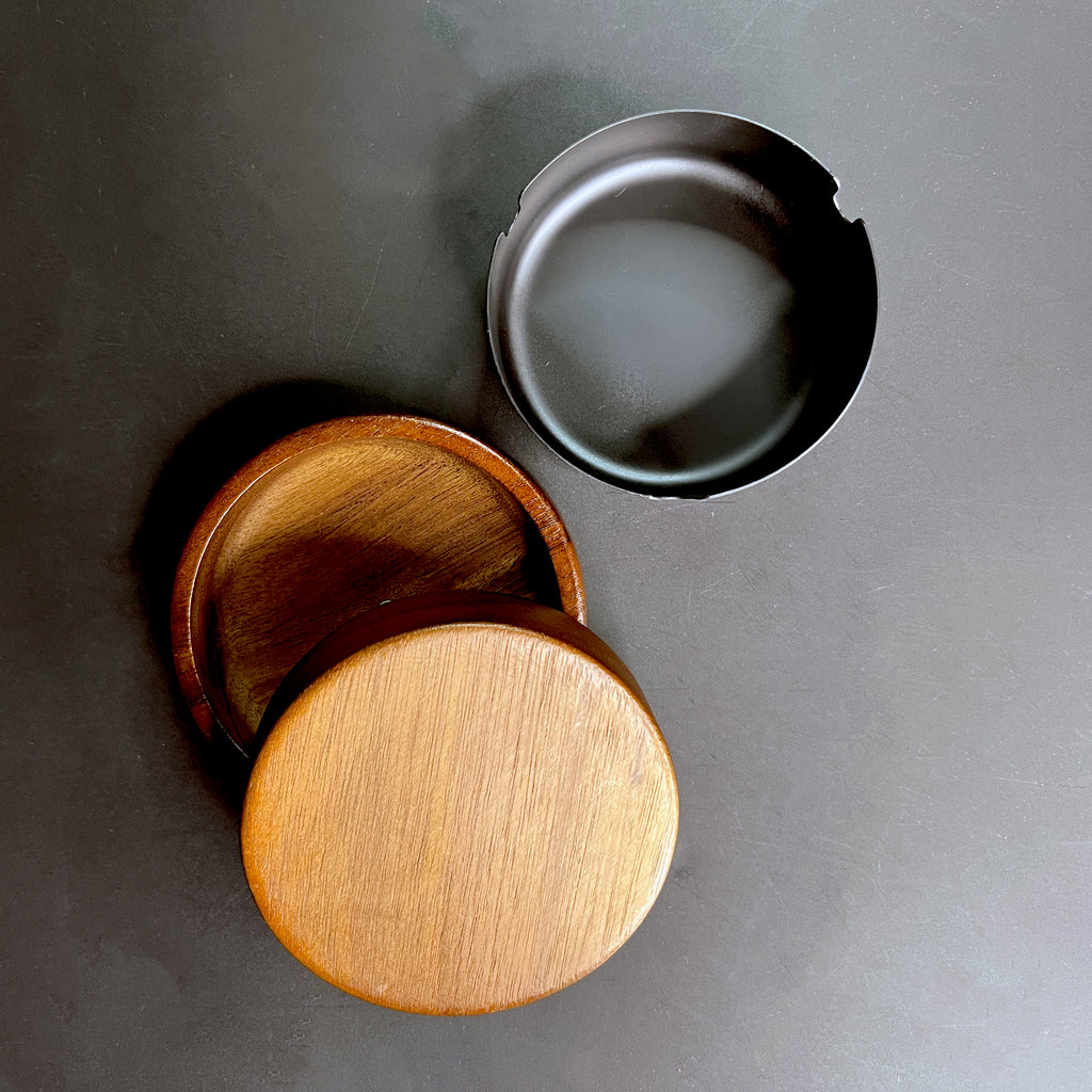 Wood and Matte Black Hideaway Ashtray