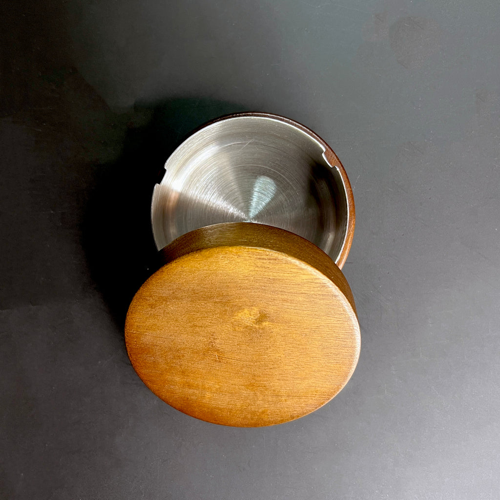 Wood and Silver  Hideaway Ashtray