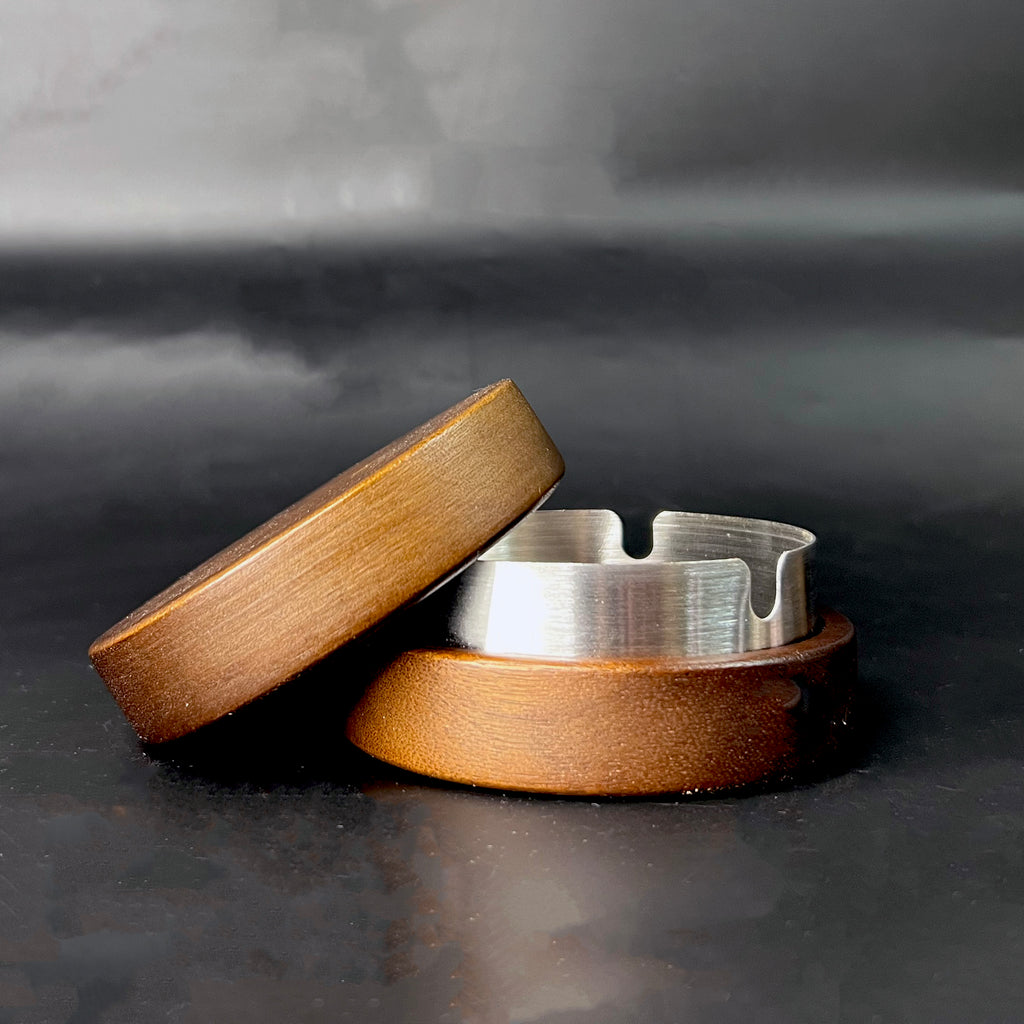 Wood and Silver  Hideaway Ashtray