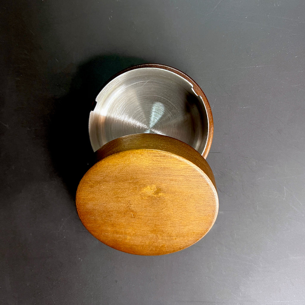 Wood and Silver  Hideaway Ashtray